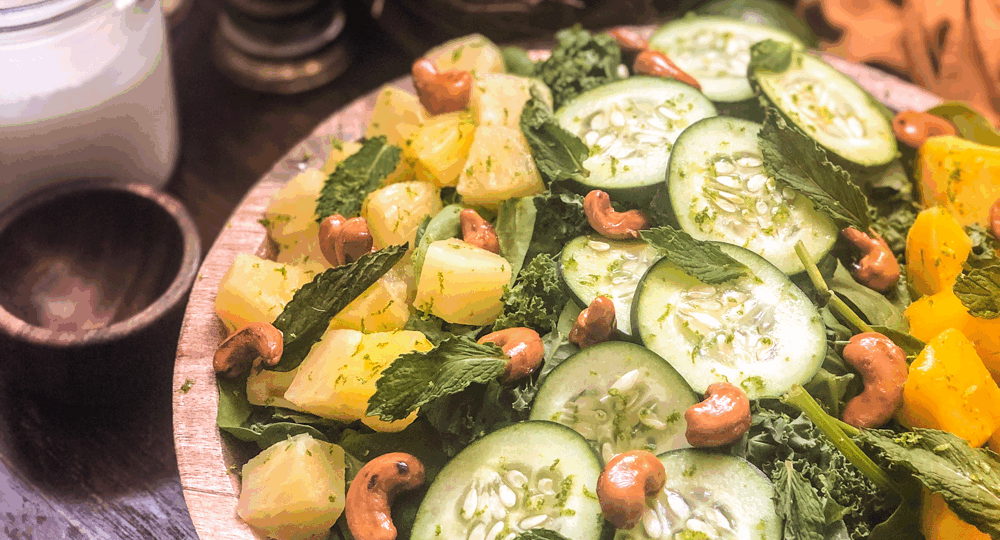 Tropical Green Salad with Coconut Lime dressing