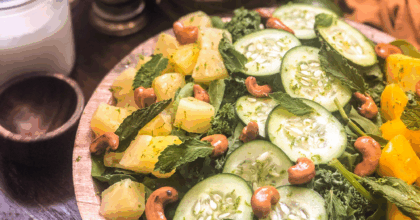 Tropical Green Salad with Coconut Lime dressing