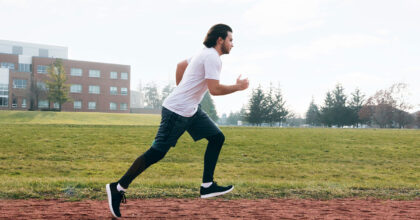 Man running at the track
